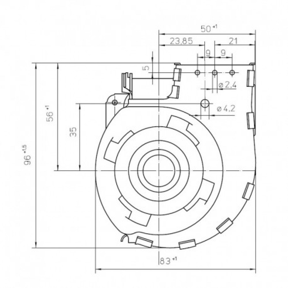 Тангенциален вентилатор EBM за пелетни камини Karmek One и др., Ø60mm, дебит 40m³/h | Вентилатори за пелетни камини | Резервни части за пелетни камини |