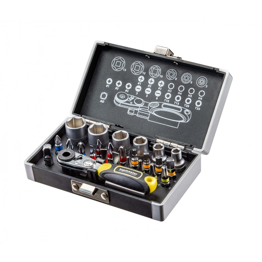 Гедоре Комплект битове и вложки с тресчотка TopMaster 1/4", 26 части | Битове и накрайници | Ръчни инструменти |
