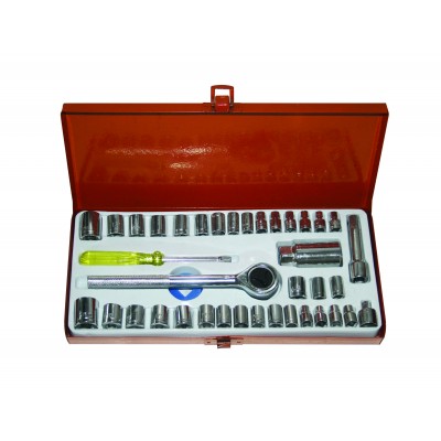 Комплект инструменти Gadget 40 части 1/4" & 3/8" 4-16mm, метална кутия - Колички и комплекти инструменти
