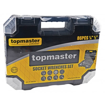 Комплект гедоре Topmaster Limited Edition 1/4" и 1/2", 86 части  - Колички и комплекти инструменти
