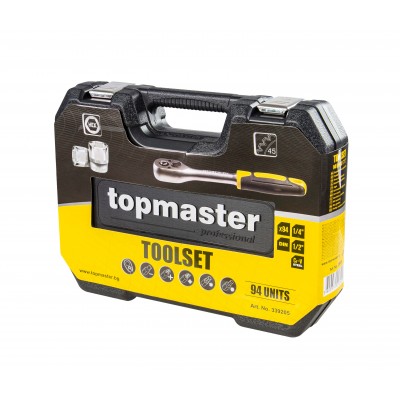 Гедоре комплект TopMaster, 1/4" и 1/2", 94 части - Колички и комплекти инструменти
