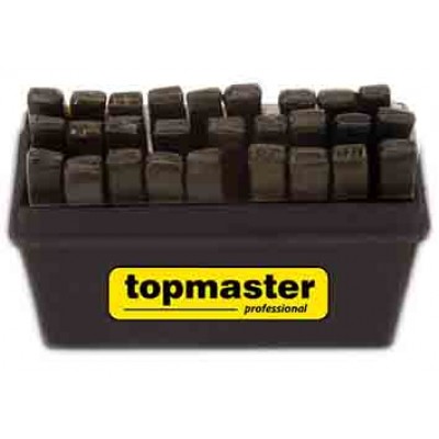 Комплект букви за набиване от хром TopMaster 1.5mm-12.5mm, 27 броя - Ударни центри, цифри и букви