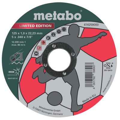 Диск за метал METABO A60T, 125 х 1.0 х 22.2 mm - Консумативи за шлайфащи машини