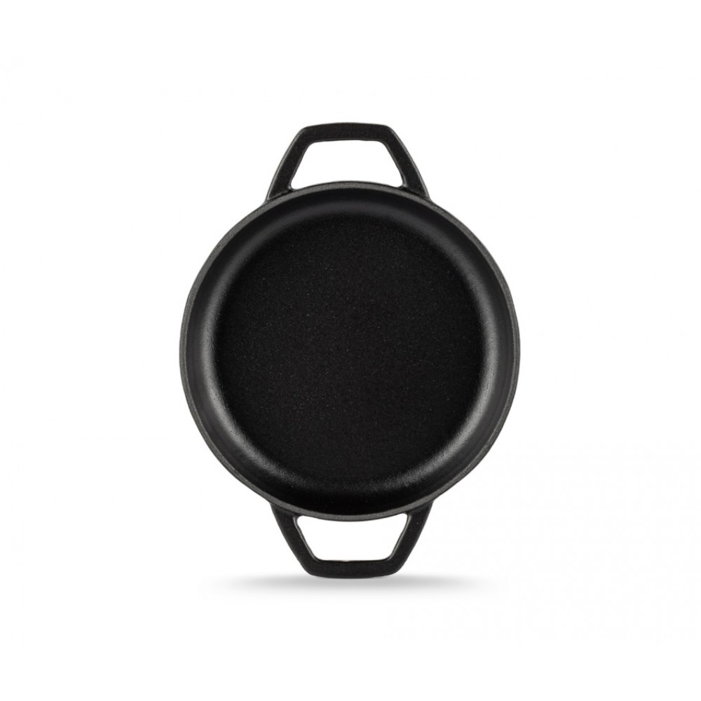 Емайлиран Чугунен Тиган с Две Дръжки Hosse, Black Onyx, Ф16см | Плосък Чугунен Тиган | Чугунен тиган |
