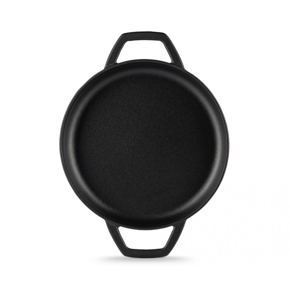 Емайлиран Чугунен Тиган с Две Дръжки Hosse, Black Onyx, Ф22см | Плосък Чугунен Тиган | Чугунен тиган |