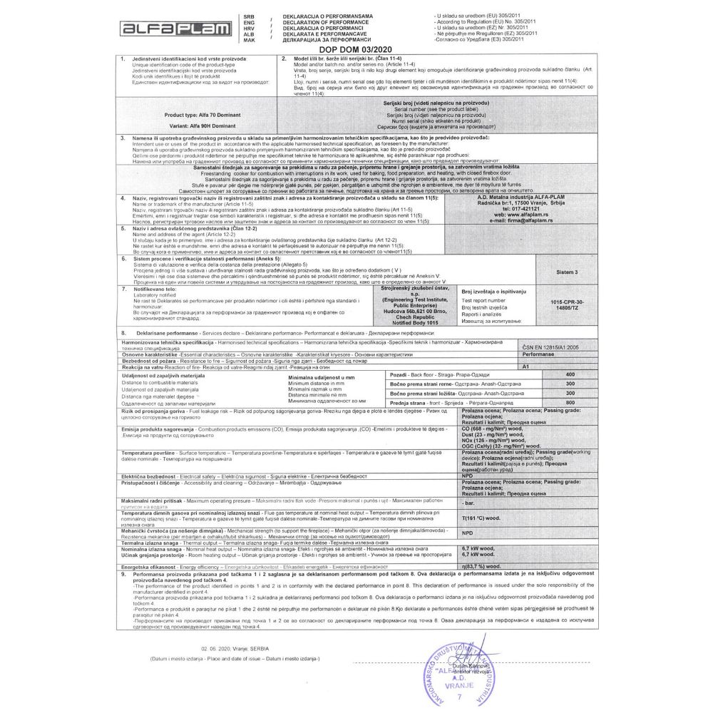 Готварска печка на дърва Alfa Plam Dominant 90 White, 6.5kW | Готварски печки на дърва |  |