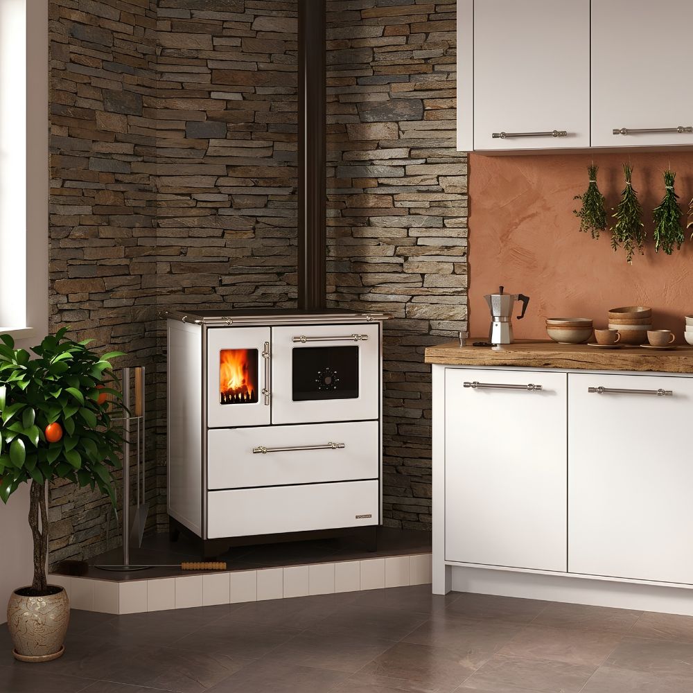 Готварска печка на дърва Alfa Plam Donna 70 White Right, 5kW | Готварски печки на дърва |  |