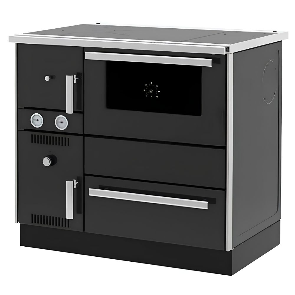 Готварска печка на дърва с водна риза Alfa Plam Alfa Term 20, Антрацит, 23kW | Камини на дърва с фурна | Камини на дърва |