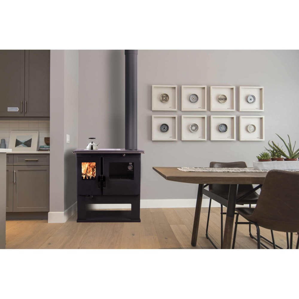 Готварска печка на дърва Verso CS Inox Ceramic с иноксова фурна и керамичен плот, Лява, 8kW | Готварски печки на дърва |  |