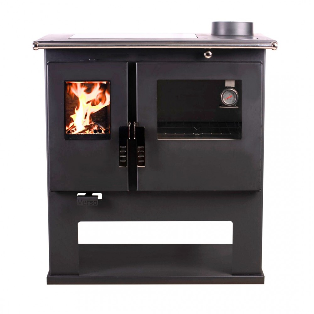 Готварска печка на дърва Verso CS Inox Ceramic с иноксова фурна и керамичен плот, Дясна, 8kW | Готварски печки на дърва |  |
