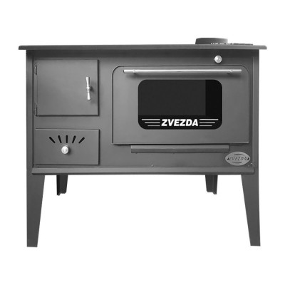 Готварска печка на дърва Звезда Narodna CHP Glass, 6.1kW - Камини и печки на дърва