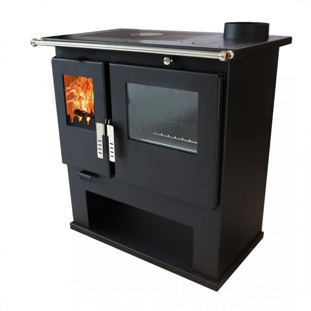 Готварска печка на дърва Verso CS Inox с иноксова фурна, Дясна, 7.7kW | Камини Версо |  |