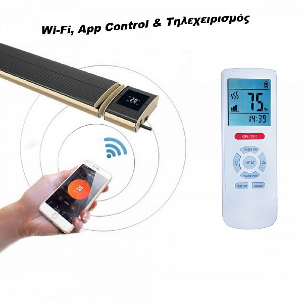 Инфрачервен отоплителен уред с дистанционно управление и Wi-Fi Telemax JH-NR18-13W, 1800W | Инфрачервени Печки и Лампи | Инфрачервено отопление |