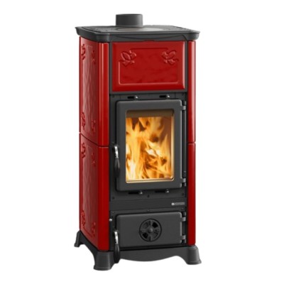 Италианска камина на дърва с котлон La Nordica Emiliana червена, 6.5kW - Италиански камини и печки на дърва