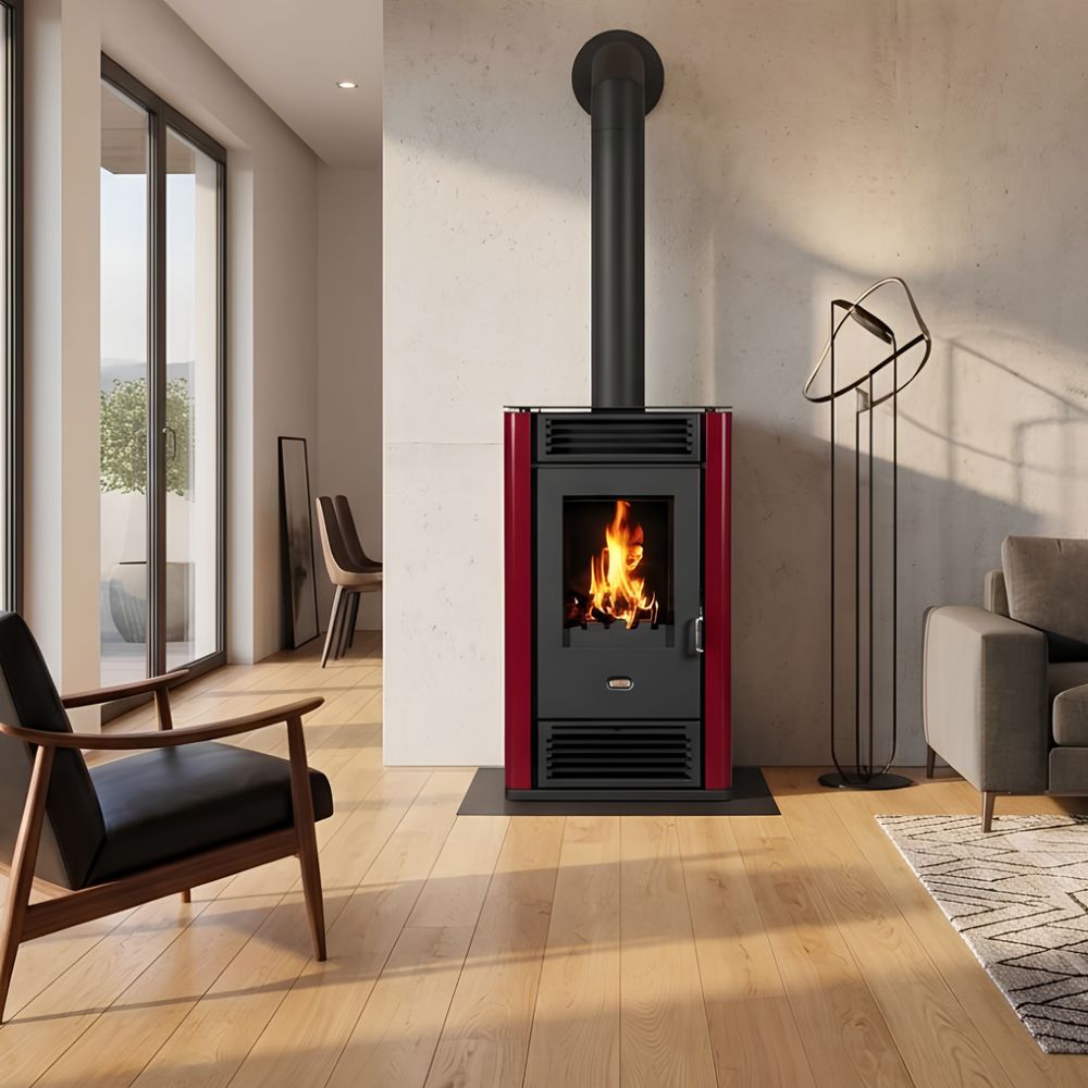 Камина на дърва Прити K3 GT D червена, 8.1 kW | Сухи камини | Камини на дърва |