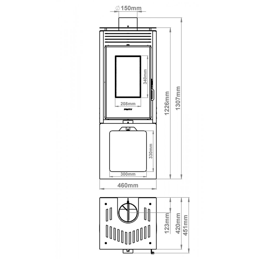 Камина на дърва Прити PMV3 Е, 10.8kW | Печки/Камини без Водна Риза Прити | Прити |