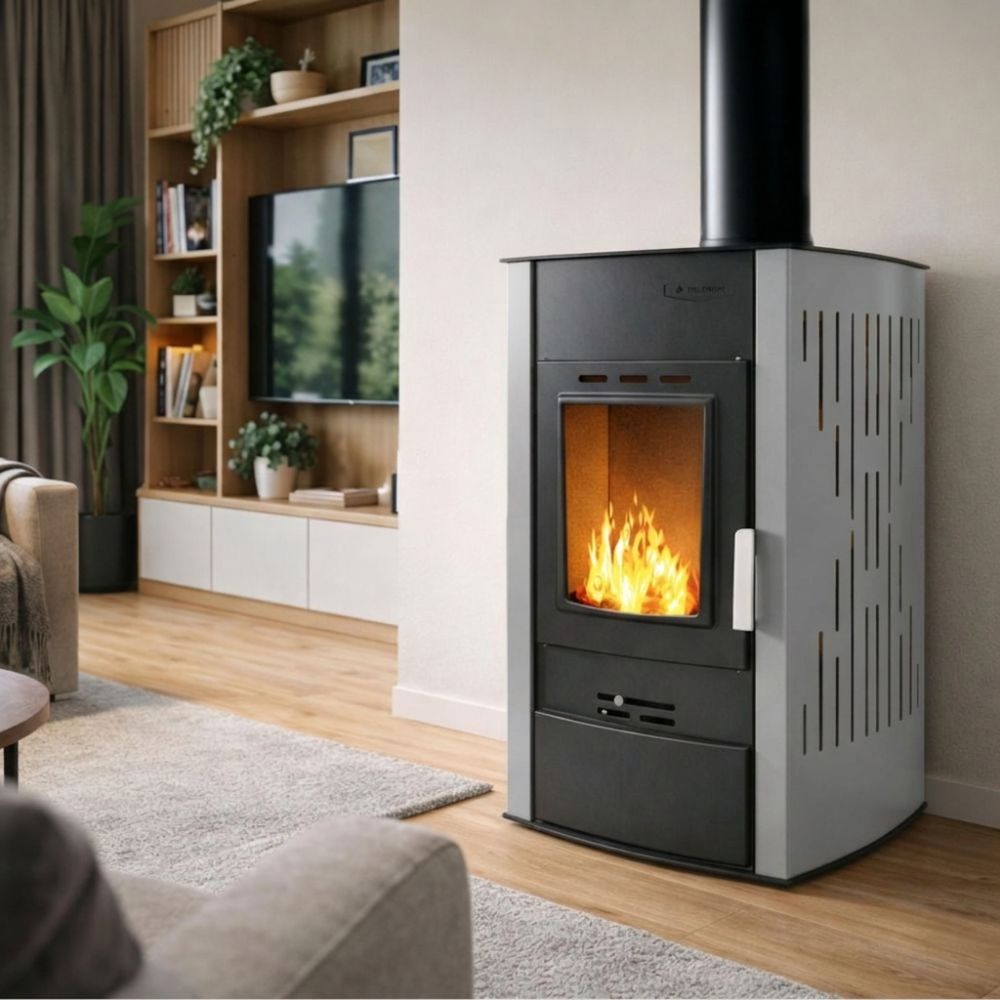 Камина на дърва с водна риза Velmora Fire ATS HYDRO сива, 25kW | Камини с водна риза | Камини на дърва |
