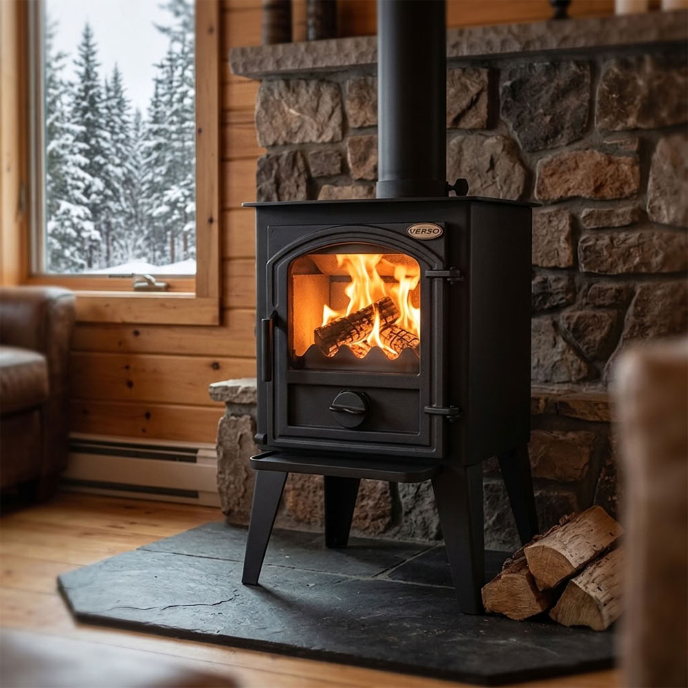 Камина на дърва Версо 1 LL CID с чугунена врата, 7.5kW | Сухи камини | Камини на дърва |