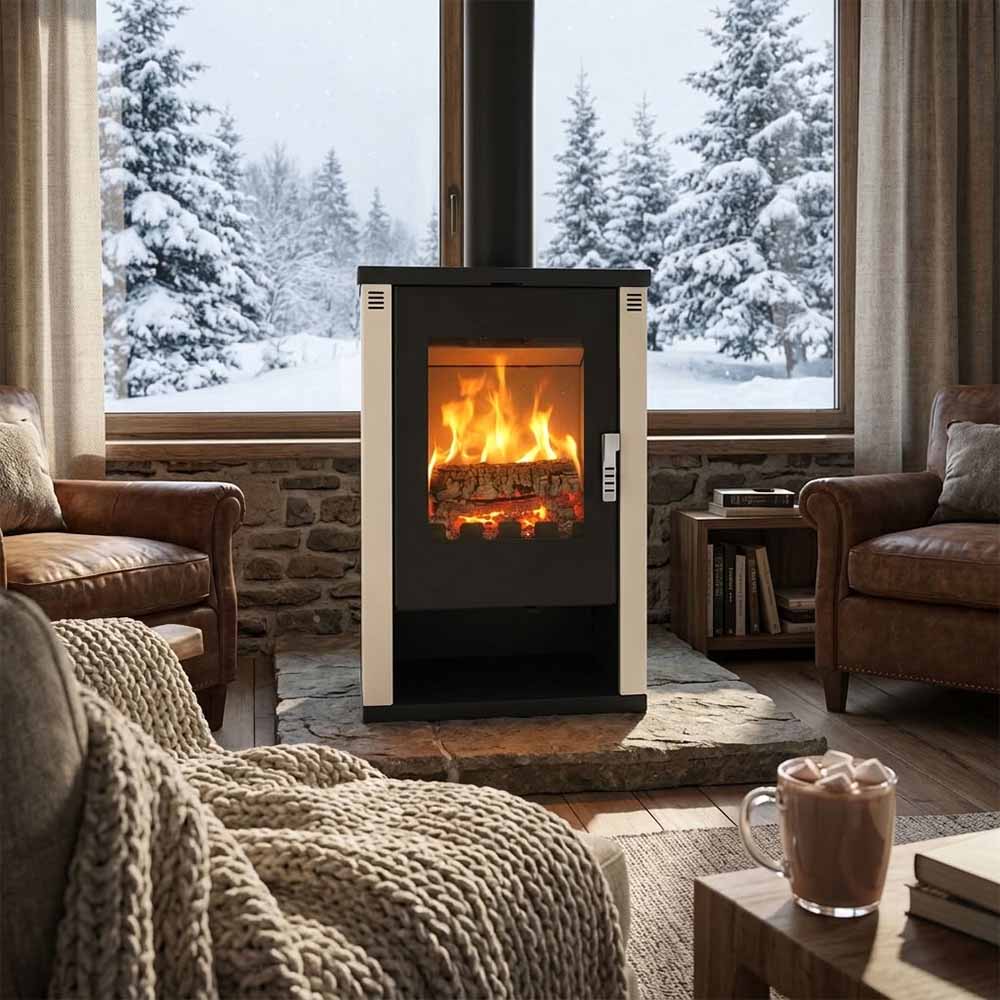 Камина на дърва Версо Lheia Слонова кост, 7.5 kW | Сухи камини | Камини на дърва |
