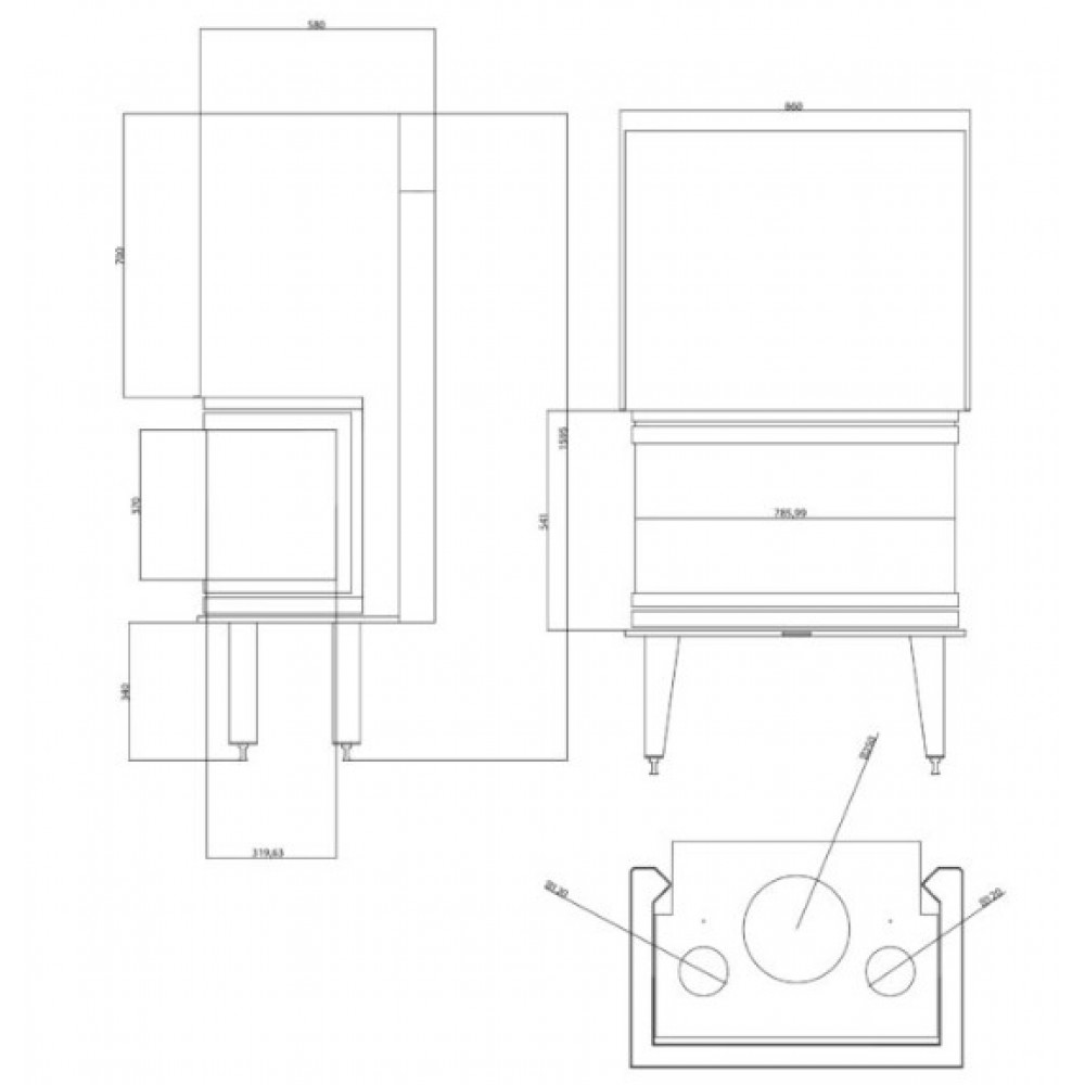 Камина за вграждане на дърва Balkan Energy ATS AIR PANORAMA 800, 16.04kW | Сухи камини за вграждане | Камини за вграждане |