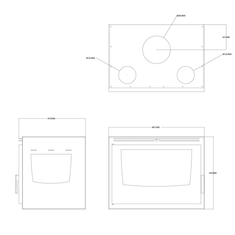 Камина за вграждане на дърва Balkan Energy ATS INSERT CORNER AIR 700, с вентилатор и въздуховоди, дясна страна, 11.84kW | Сухи камини за вграждане | Камини за вграждане |