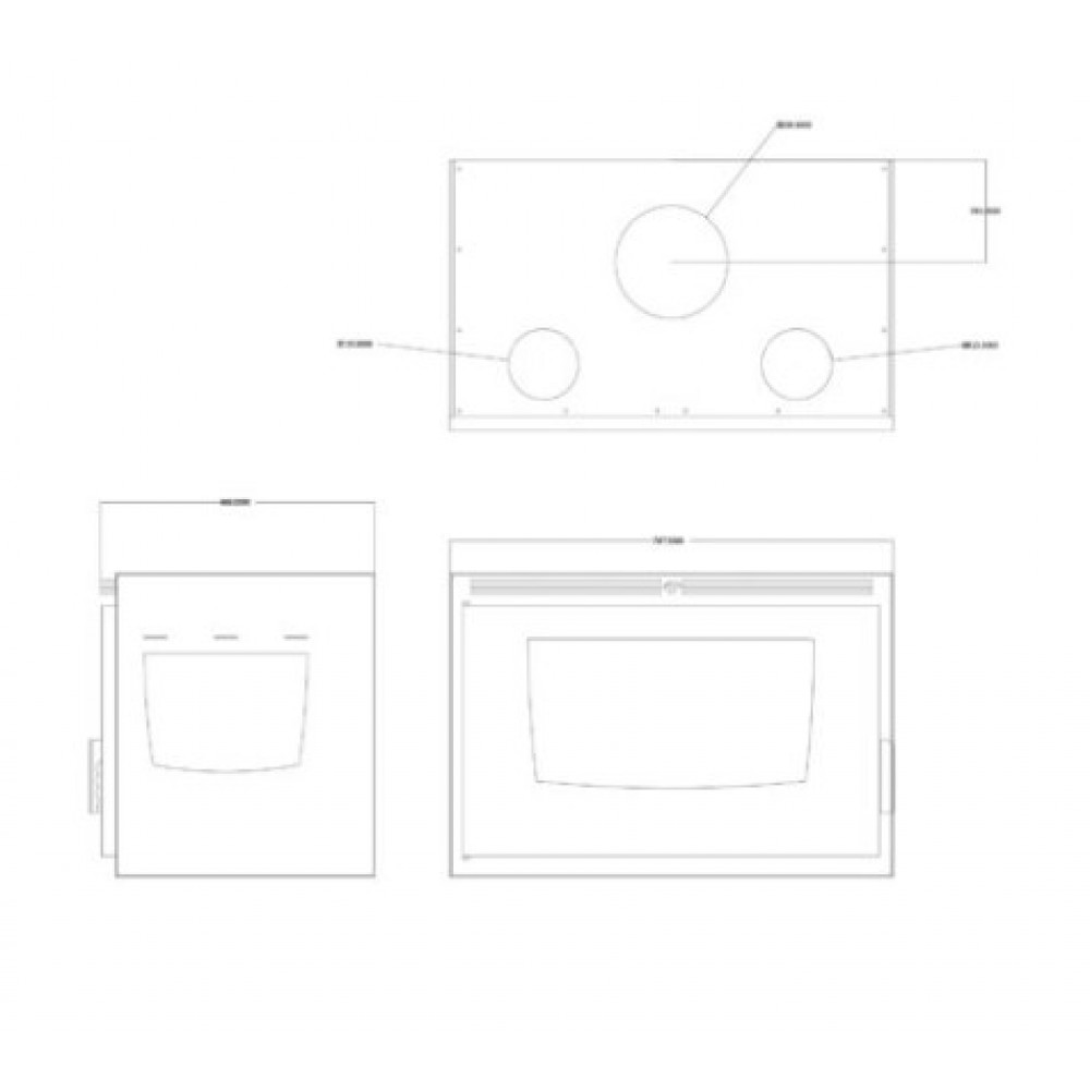 Камина за вграждане на дърва Balkan Energy ATS INSERT CORNER AIR 800, с вентилатор и въздуховоди, дясна страна, 13.73kW | Сухи камини за вграждане | Камини за вграждане |