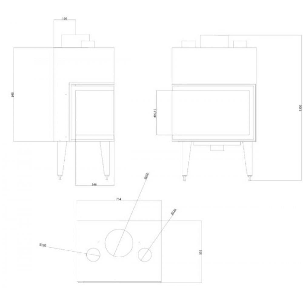 Камина за вграждане на дърва Balkan Energy ATS STABLE AIR CORNER 700, с въздуховоди, лява страна, 14.01kW | Сухи камини за вграждане | Камини за вграждане |