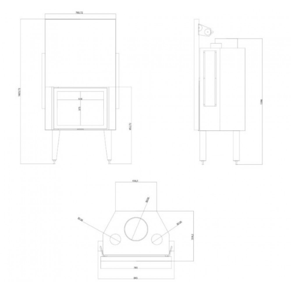 Камина за вграждане на дърва Balkan Energy ATS STRAIGHT AIR 700, с въздуховоди, 14.89kW | Сухи камини за вграждане | Камини за вграждане |