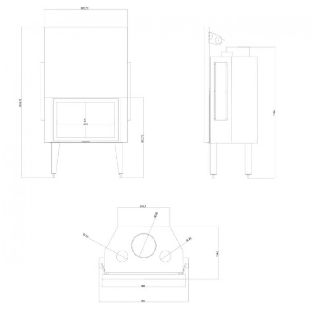 Камина за вграждане на дърва Balkan Energy ATS STRAIGHT AIR 800, с въздуховоди, 15.95kW | Сухи камини за вграждане | Камини за вграждане |