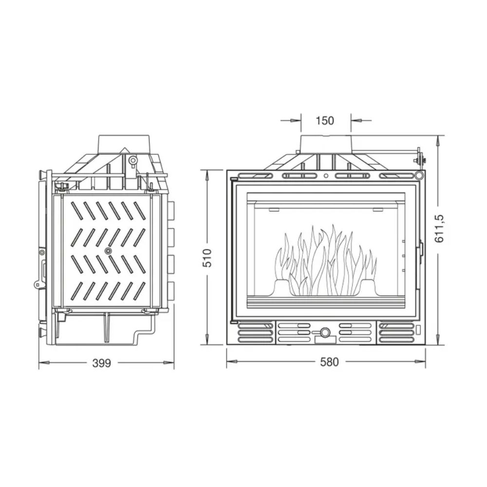Камина за вграждане на дърва UNIFLAM 600 PLUS ECO с клапа и подаване на въздух, 8kW | Сухи камини за вграждане | Камини за вграждане |