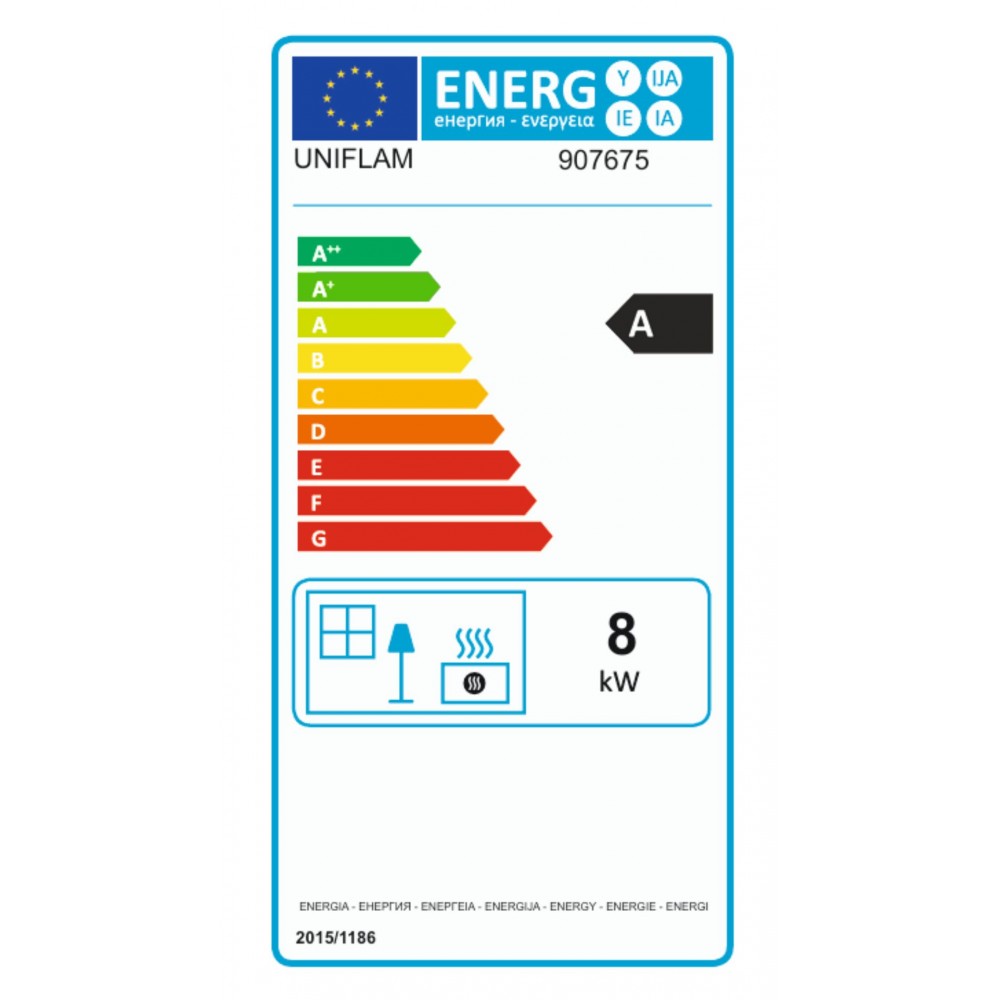Камина за вграждане на дърва UNIFLAM 700 ECO с клапа и подаване на въздух, 8kW | Сухи камини за вграждане | Камини за вграждане |