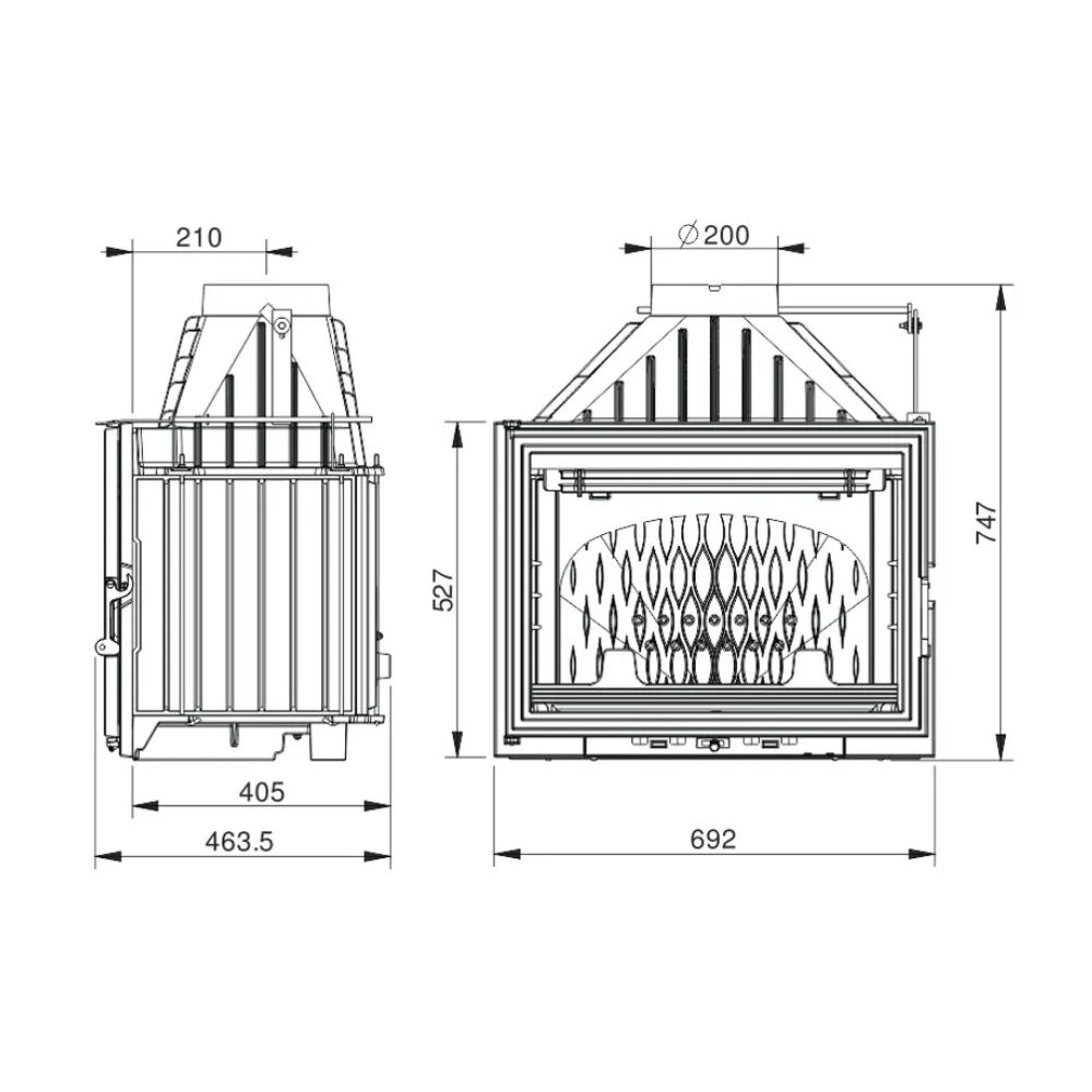Камина за вграждане на дърва UNIFLAM 700 LUX ECO с клапа, 12kW | Сухи камини за вграждане | Камини за вграждане |