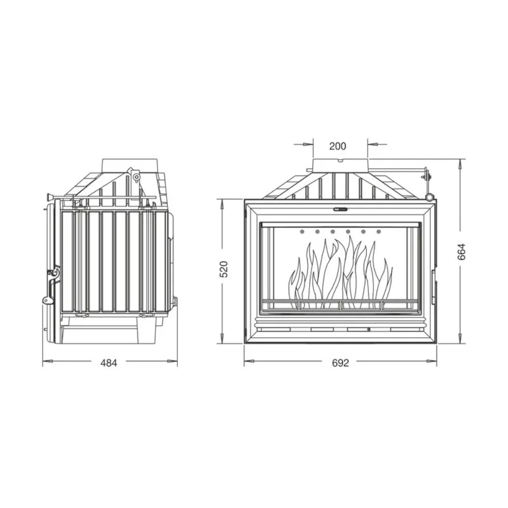 Камина за вграждане на дърва UNIFLAM 700 OPTION ECO с клапа и подаване на въздух, 10kW | Сухи камини за вграждане | Камини за вграждане |