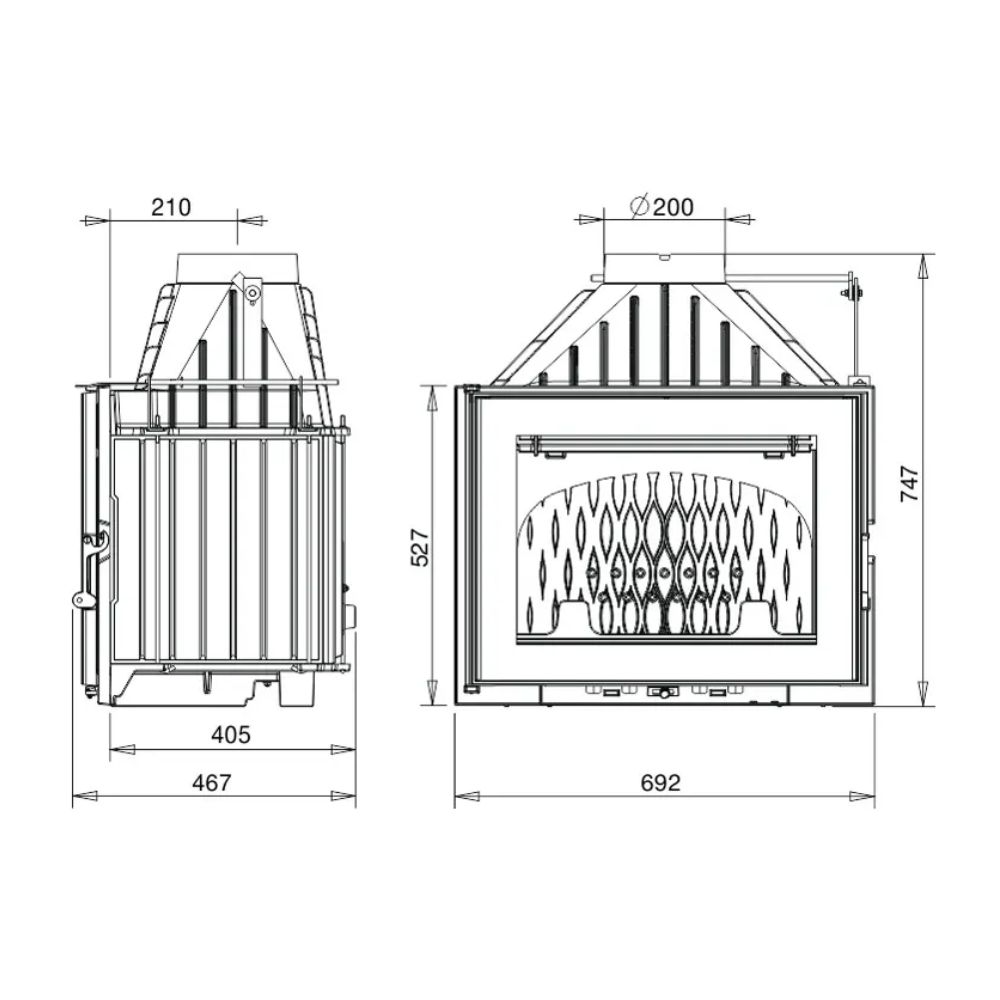 Камина за вграждане на дърва UNIFLAM 700 PLUS ECO с клапа и подаване на въздух, 12kW | Сухи камини за вграждане | Камини за вграждане |