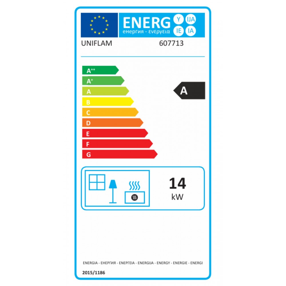 Камина за вграждане на дърва UNIFLAM 700 STANDARD с клапа, лява страна, 14kW | Сухи камини за вграждане | Камини за вграждане |