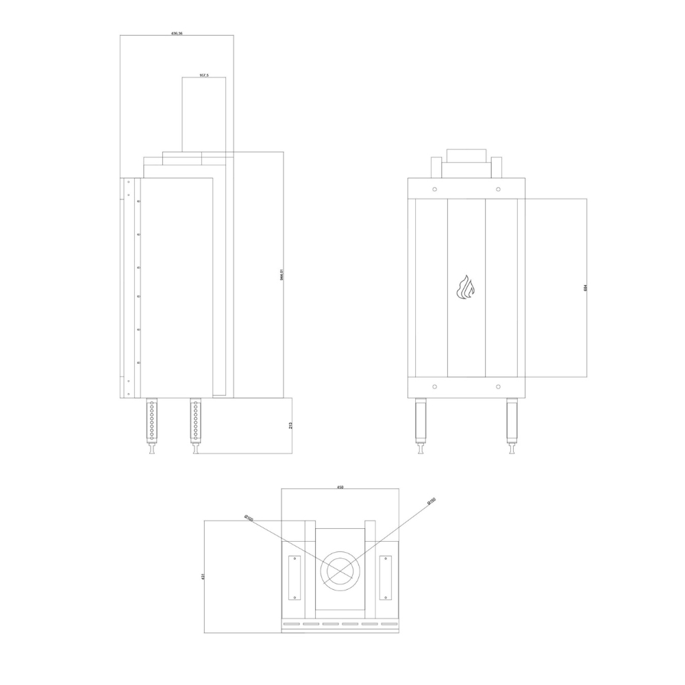 Камина за вграждане на газ Velmora Fire GAS STANDING STRAIGHT, 3.9kW - 6.0kW | Камини на газ | Камини за вграждане |