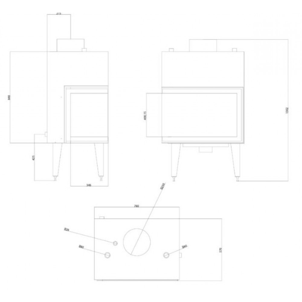 Камина за вграждане с водна риза на дърва Balkan Energy ATS STABLE HYDRO CORNER 700, дясна страна, 19.56kW | Камини с водна риза за вграждане | Камини за вграждане |