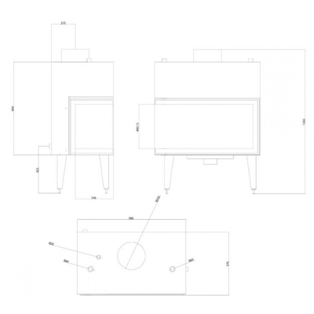 Камина за вграждане с водна риза на дърва Balkan Energy ATS STABLE HYDRO CORNER 900, лява страна, 27.23kW | Камини с водна риза за вграждане | Камини за вграждане |