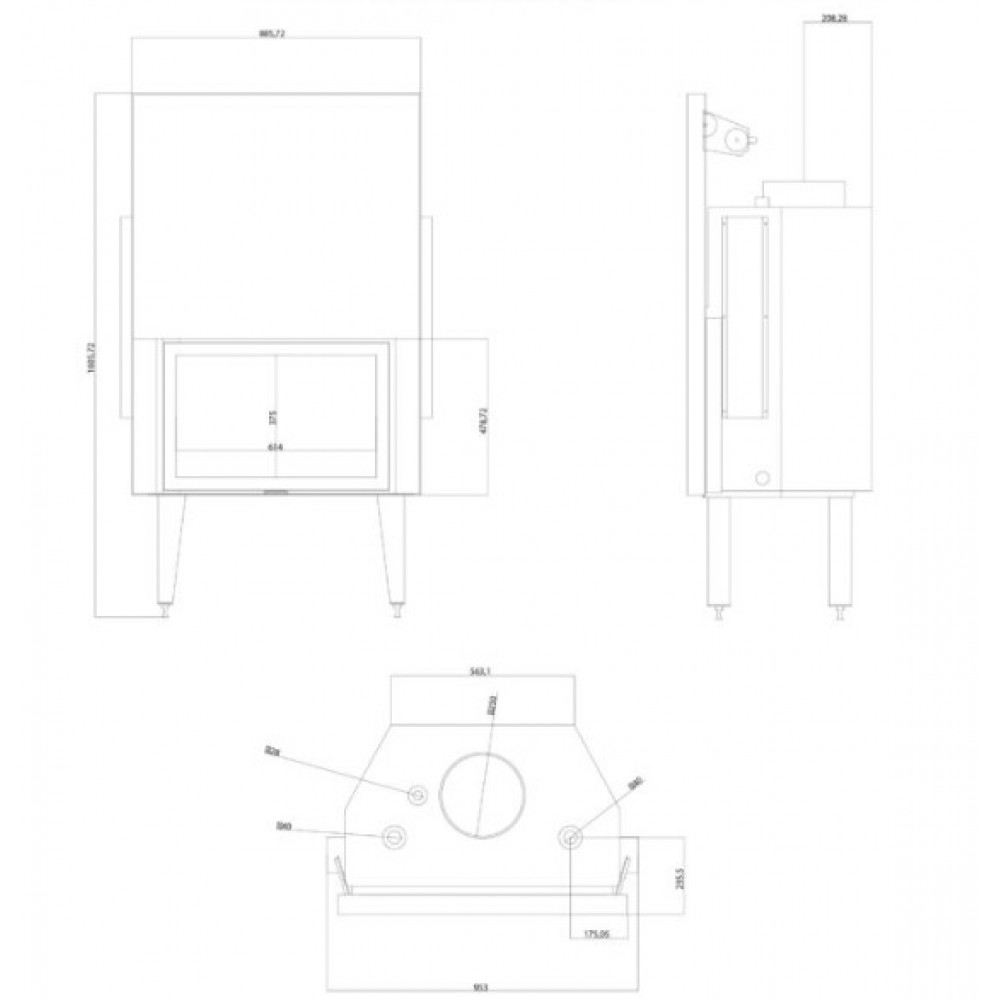 Камина за вграждане с водна риза на дърва Balkan Energy ATS STRAIGHT HYDRO 800, 29.58kW | Камини с водна риза за вграждане | Камини за вграждане |