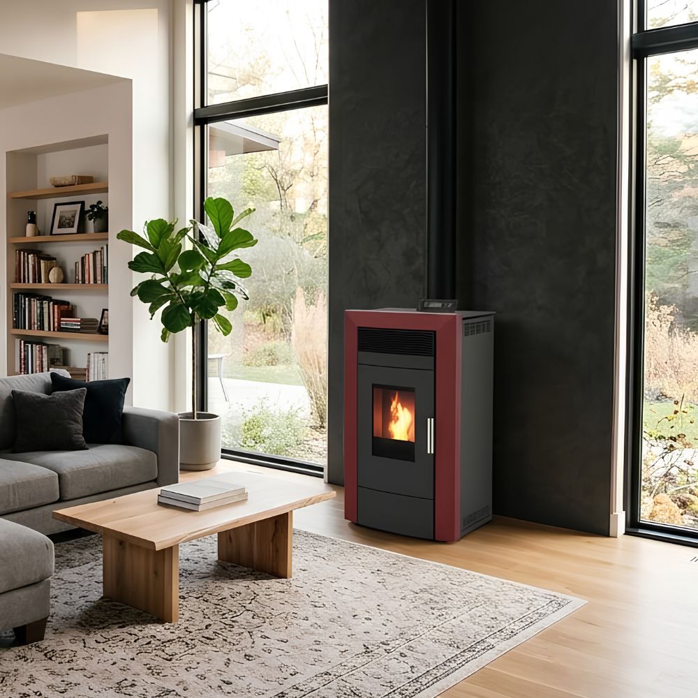 Пелетна камина с водна риза Alfa Plam Commo Bordeaux, 22.5kW | Пелетни камини с водна риза | Пелетни камини |