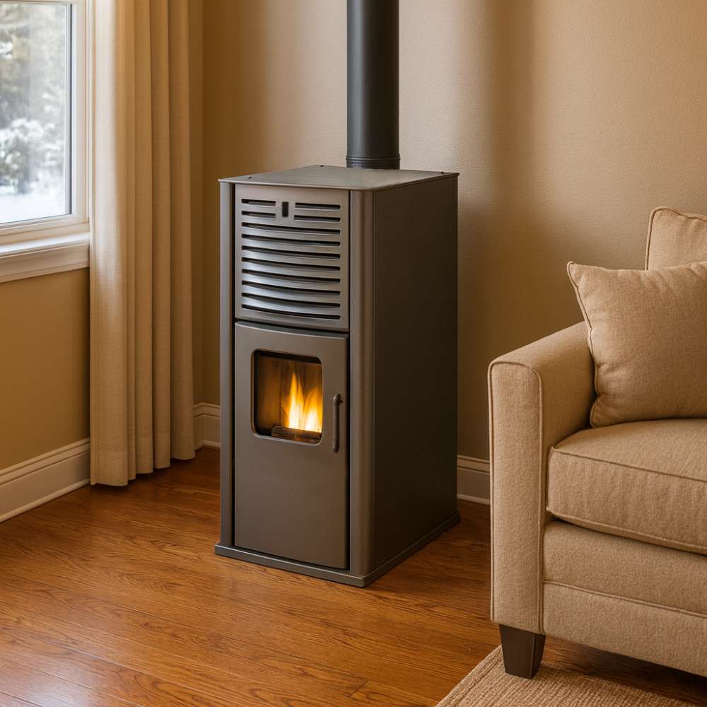 Пелетна камина с водна риза Mytherm IOLI TSA 21 сива, с вентилатор, 23.5kW | Пелетни камини с водна риза | Пелетни камини |