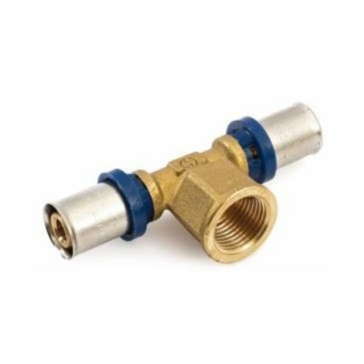 Прес тройник 1/2"Ж-16x2.0, прес фитинг за многослойни тръби PEX/AL/PEX - Pex Al Pex тръби и фитинги