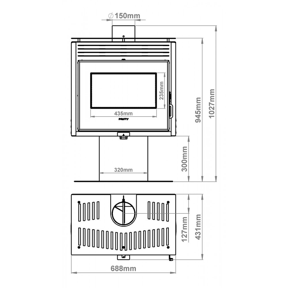 Камина на дърва Прити PM3L E, 10.8kW | Печки Камини Прити | Прити |