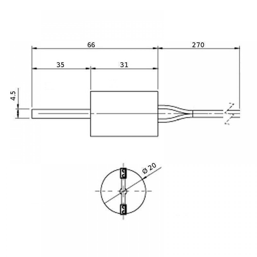 Нисковолтова запалка / нагревател за пелетна камина, Дължина 66mm, 90 - 100W, 24V | Запалки / Нагреватели | Части за пелетни камини |