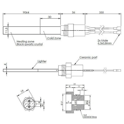 Нисковолтова запалка / нагревател за пелетна камина, Дължина 126mm, 120W, 24V - Резервни части за пелетни камини