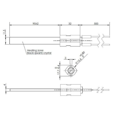 Кварцова запалка / нагревател за пелетна камина, дължина 122mm, 300W - Резервни Части