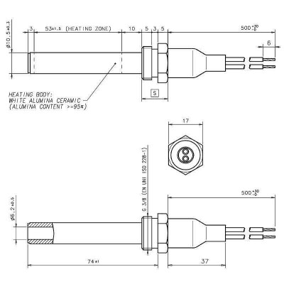 Керамична запалка / нагревател за пелетна камина, Дължина 88mm, 250W - Резервни части за пелетни камини