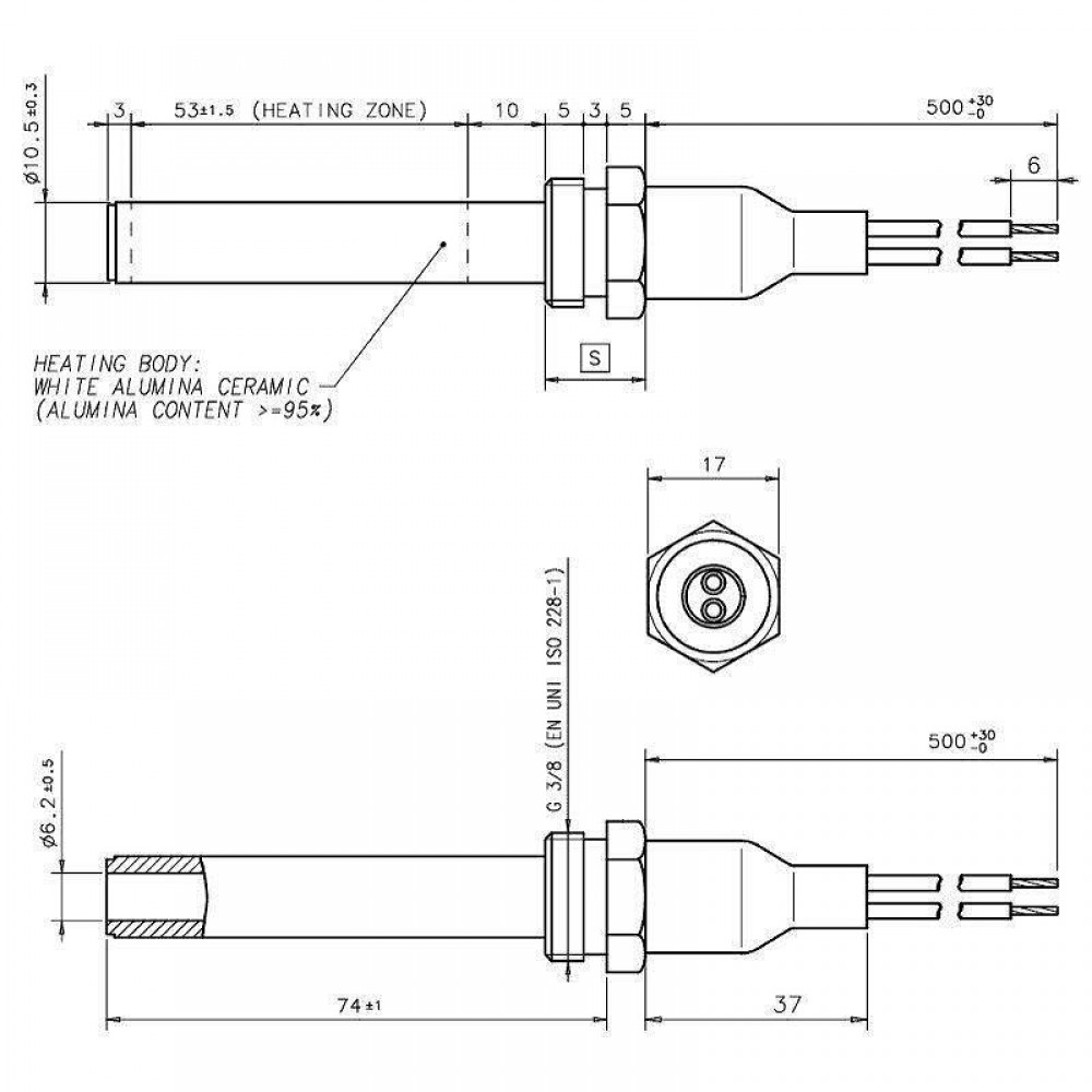 Керамична запалка / нагревател за пелетна камина, Дължина 88mm, 250W | Запалки / Нагреватели | Части за пелетни камини |