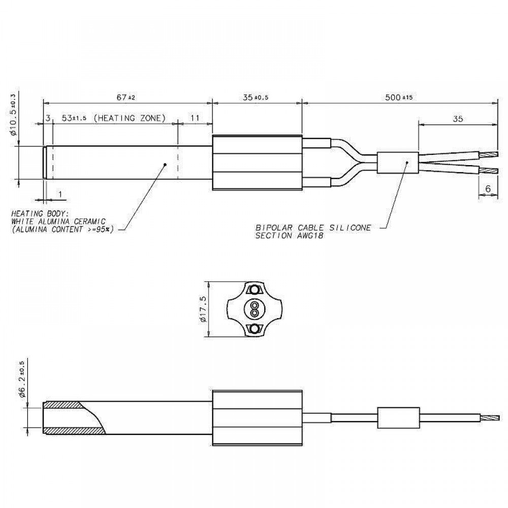 Керамична запалка / нагревател за пелетна камина, Дължина 102mm, 250W | Запалки / Нагреватели | Части за пелетни камини |