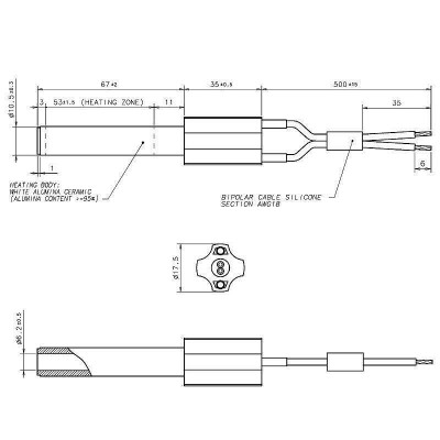 Керамичен нагревател за пелетна камина, Дължина 102mm, 250W - Нагреватели